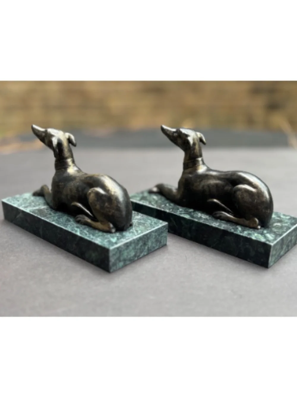 Pair of Vintage Greyhound Statues; Bookends, Paper Weights or Decor